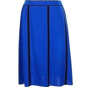 Misook Color Block Stripe Midi Skirt in Cobalt